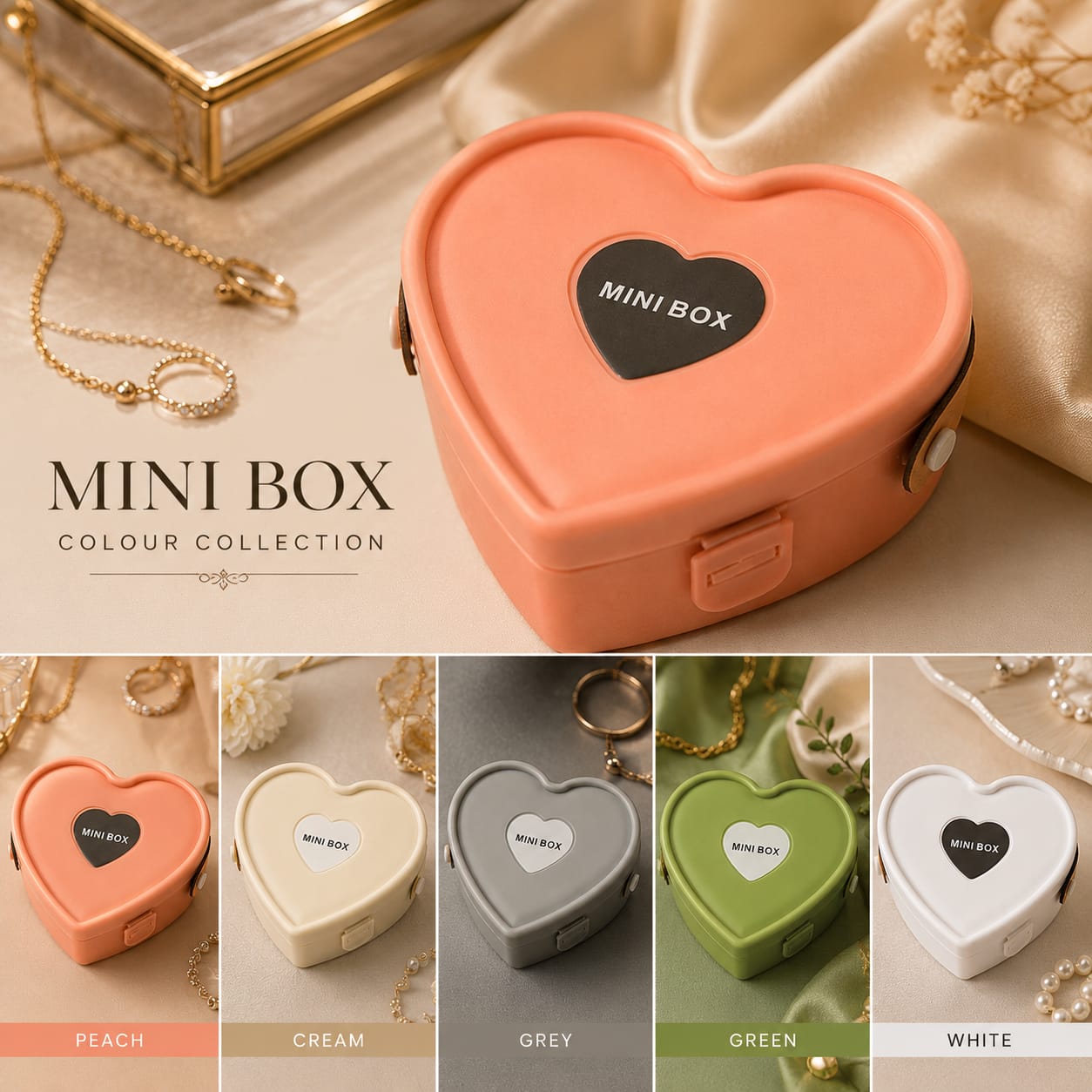 Heart Shape Mini Jewelry Storage Box – Portable Travel Ring & Earring Organizer