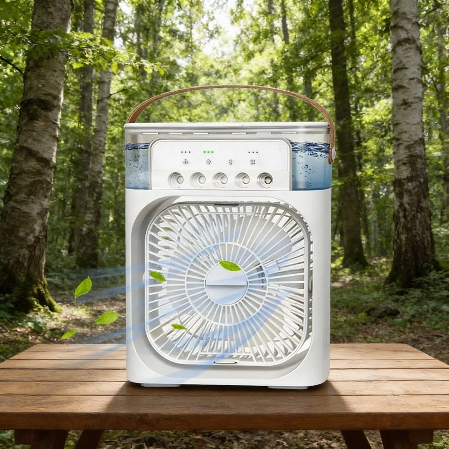 3-in-1 Rechargeable Mist Fan – Portable Air Cooler with Spray, LED Light & USB Charging