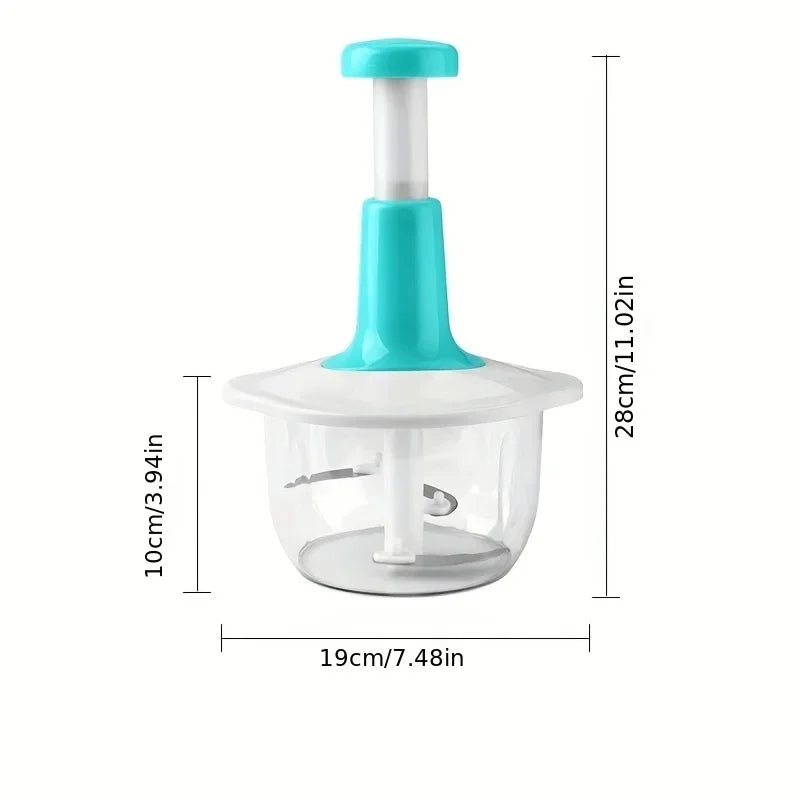 1.5L Manual Push Chopper Vegetable Cutter – Hand Press Food Chopper, Garlic Crusher, Meat Grinder, Fruit & Vegetable Slicer, Kitchen Handy Multifunction Salad Maker