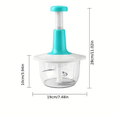 1.5L Manual Push Chopper Vegetable Cutter – Hand Press Food Chopper, Garlic Crusher, Meat Grinder, Fruit & Vegetable Slicer, Kitchen Handy Multifunction Salad Maker