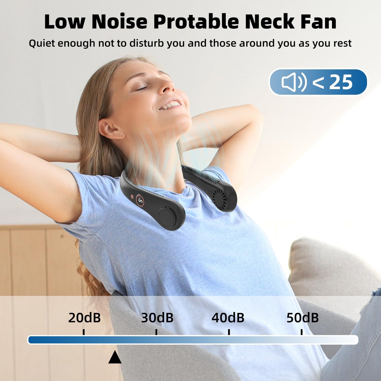 Portable Neck Fan – 360° Hands-Free Bladeless Cooling Fan (USB Rechargeable)