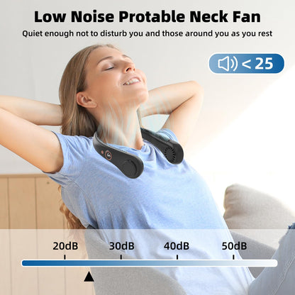 Portable Neck Fan – 360° Hands-Free Bladeless Cooling Fan (USB Rechargeable)