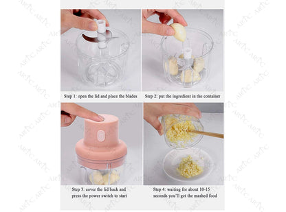 Intelligent Wireless Mini Garlic Machine / Electric Meat Chopper 250ml