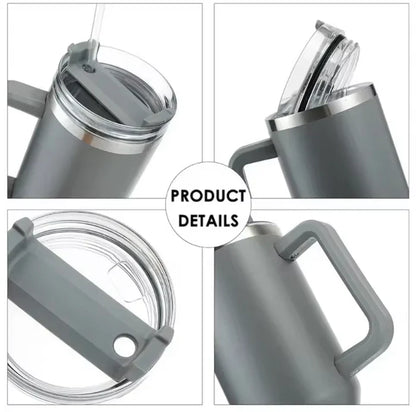 Hot/Cool Large Capacity Tumbler Stainless Steel Insulated Water Bottle With Straw - Leakproof, Vacuum-Sealed, 1200ml