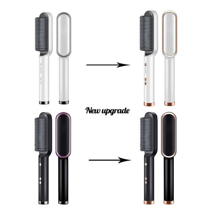 Hair straightener comb brush with temperature Control