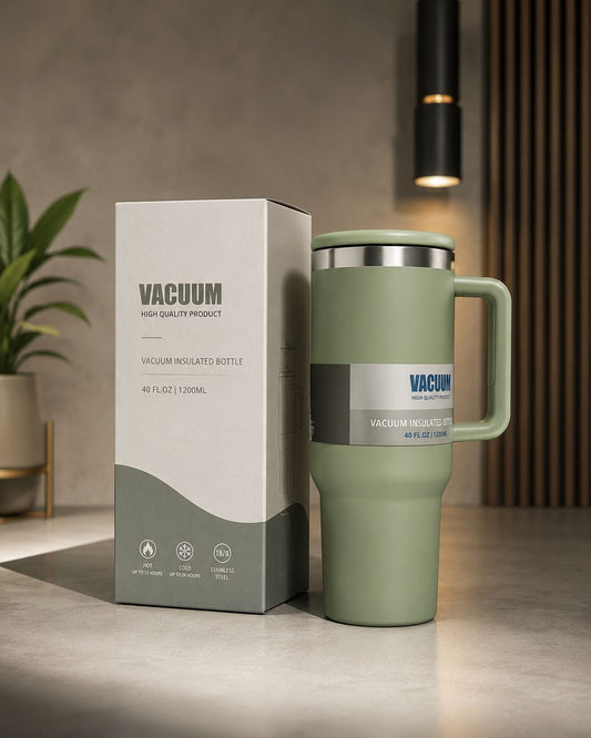 Premium 40oz Vacuum Insulated Tumbler with Handle | 1200ml Stainless Steel Travel Mug