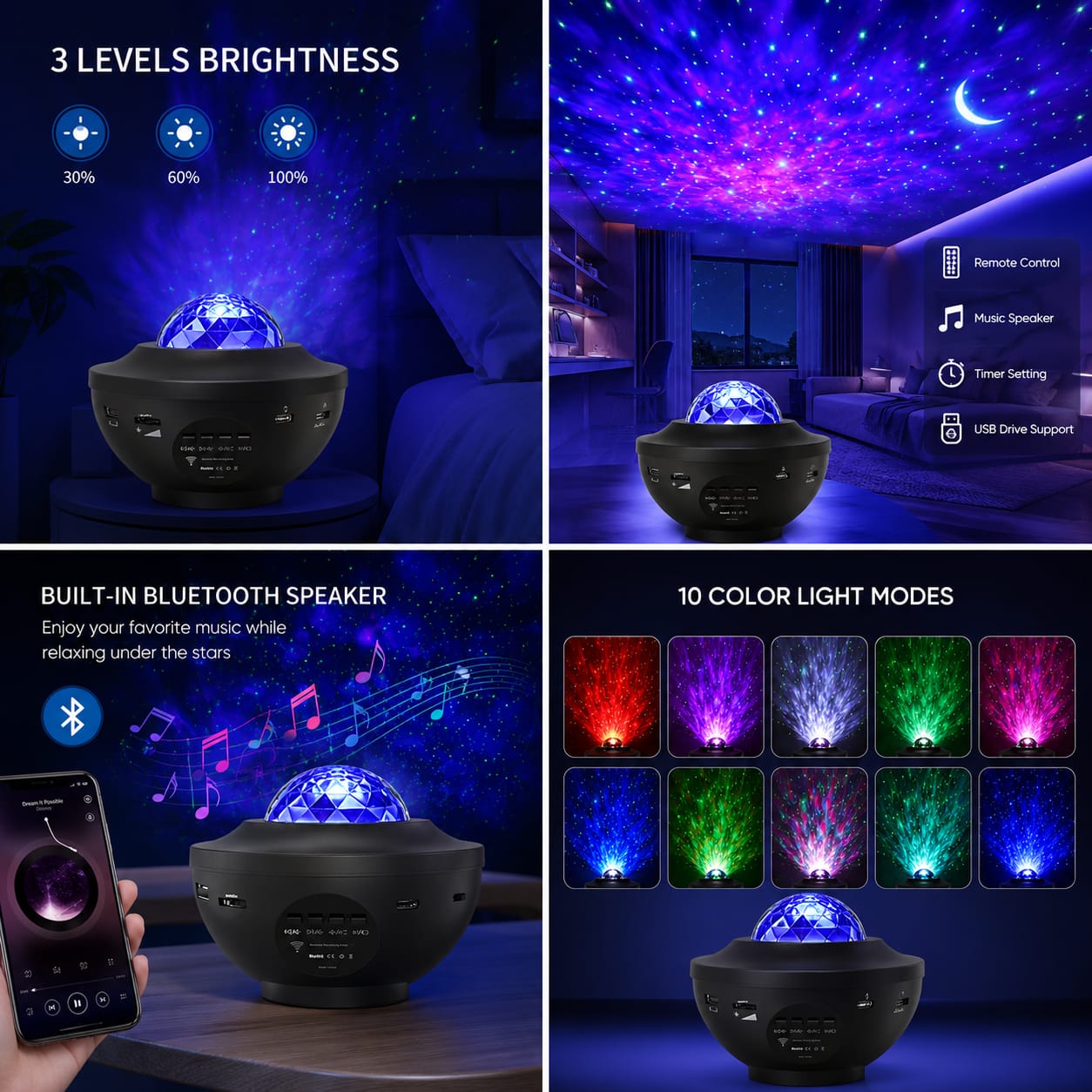 GALAXY SKY STAR PROJECTOR WITH BLUETOOTH SPEAKER