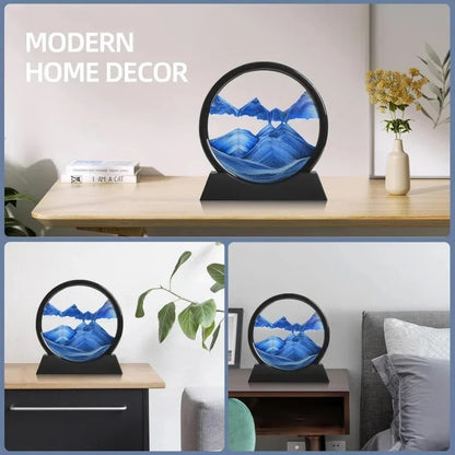 3D Moving Sand Art Picture | Dynamic Round Glass Sandscape | Relaxing Desktop Decor for Home & Office