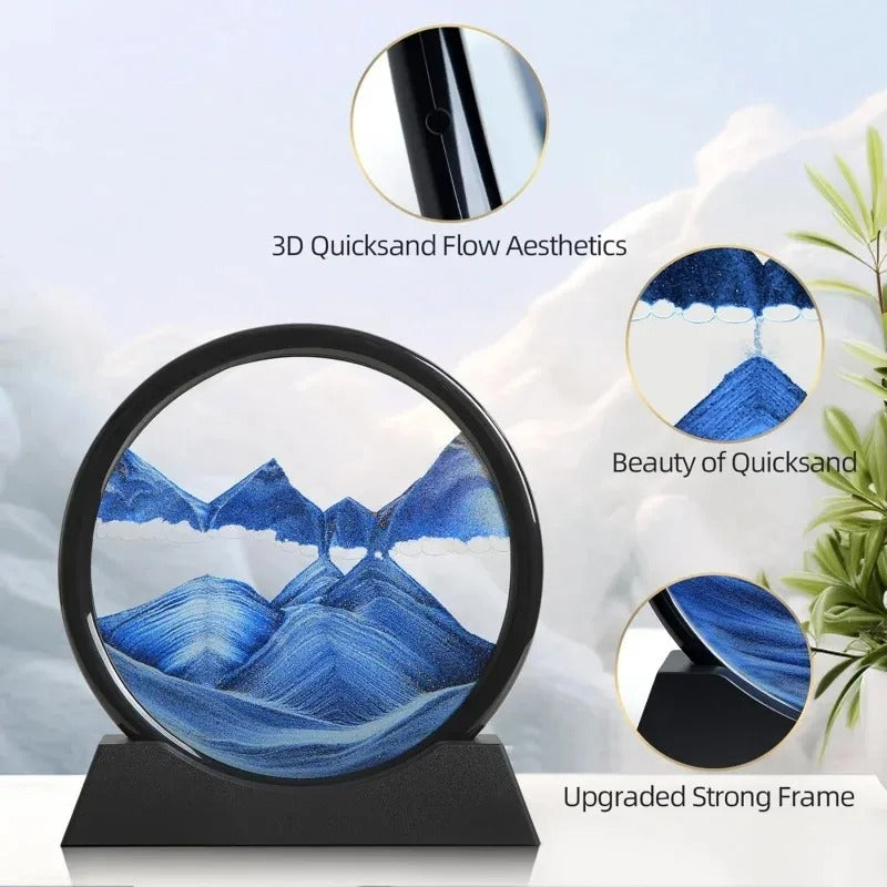 3D Moving Sand Art Picture | Dynamic Round Glass Sandscape | Relaxing Desktop Decor for Home & Office