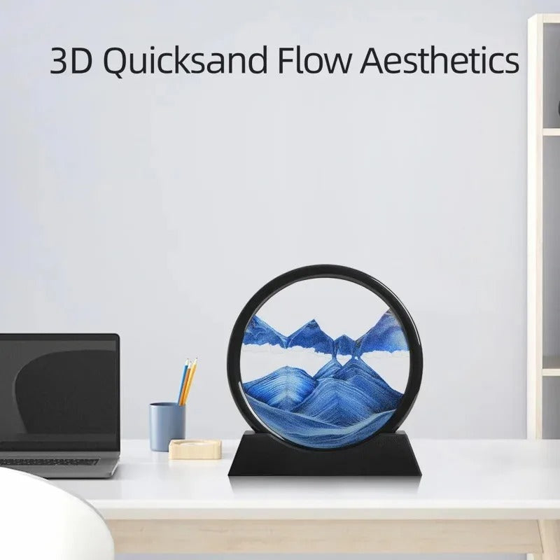 3D Moving Sand Art Picture | Dynamic Round Glass Sandscape | Relaxing Desktop Decor for Home & Office