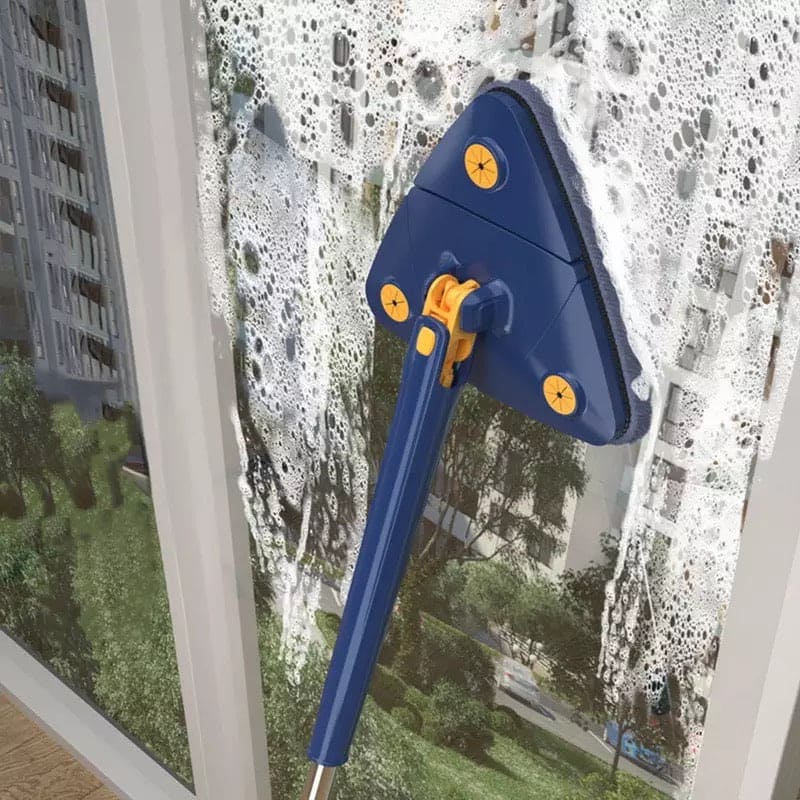 Triangle Extendable Cleaning Mop, 360° Rotatable Squeeze Mop, Multipurpose Cleaning Brush,  Floor Window Cleaning Squeegee Mop,  Mop Cleaner for Kitchen Toilet, Automatic Wringer Mop, Adjustable Telescopic Mop