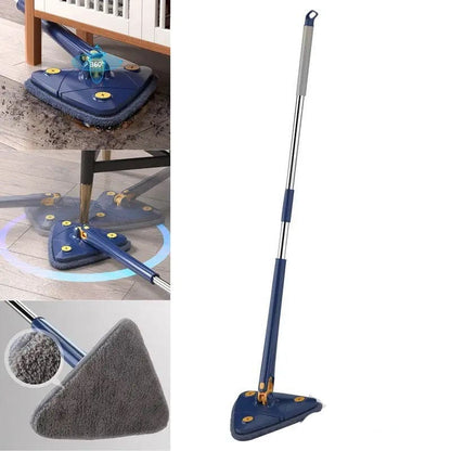 Triangle Extendable Cleaning Mop, 360° Rotatable Squeeze Mop, Multipurpose Cleaning Brush,  Floor Window Cleaning Squeegee Mop,  Mop Cleaner for Kitchen Toilet, Automatic Wringer Mop, Adjustable Telescopic Mop