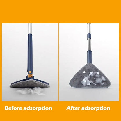 Triangle Extendable Cleaning Mop, 360° Rotatable Squeeze Mop, Multipurpose Cleaning Brush,  Floor Window Cleaning Squeegee Mop,  Mop Cleaner for Kitchen Toilet, Automatic Wringer Mop, Adjustable Telescopic Mop