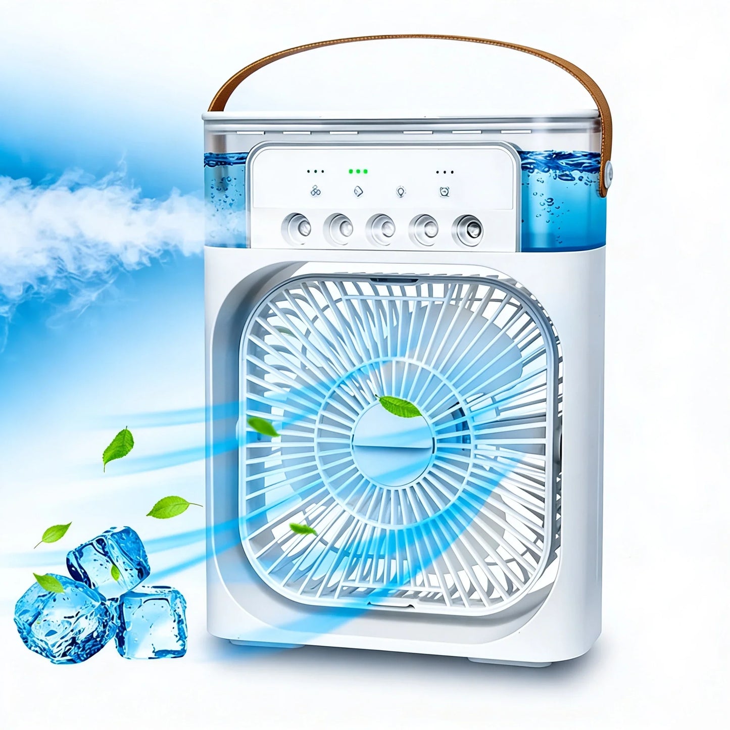 3-in-1 Rechargeable Mist Fan – Portable Air Cooler with Spray, LED Light & USB Charging