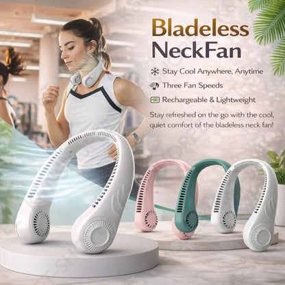 Portable Neck Fan – 360° Hands-Free Bladeless Cooling Fan (USB Rechargeable)